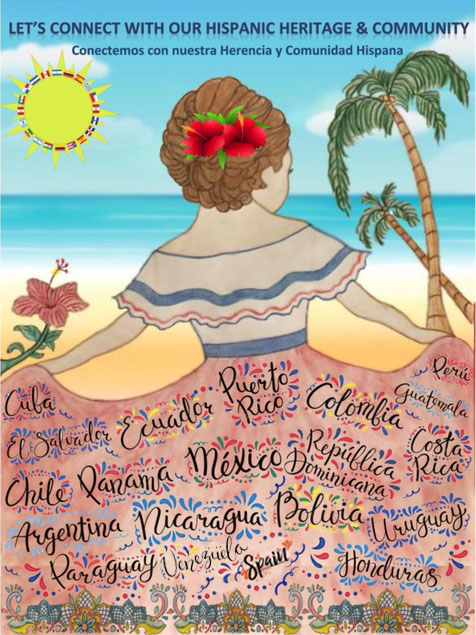 2022 Hispanic Heritage Month poster by Irene Matos Chan: Unidos, Inclusivity for a Stronger Nation